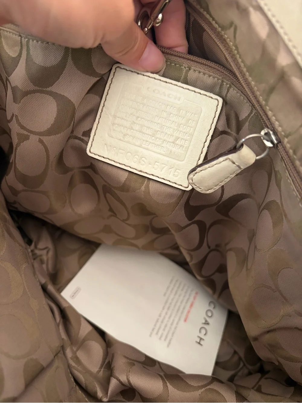 Coach Cream Pebbled Leather Hobo Shoulder Bag